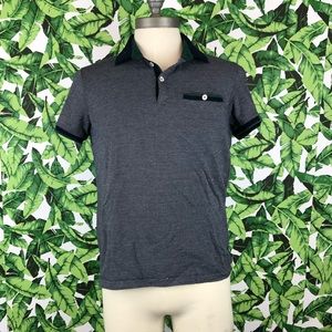 Ted Baker London Gray Patterned Pocket Polo Shirt